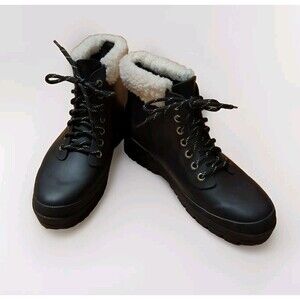Chooka Rain Boots Booties Womens 8 Black Waterproof Fleece Winter Lace Up